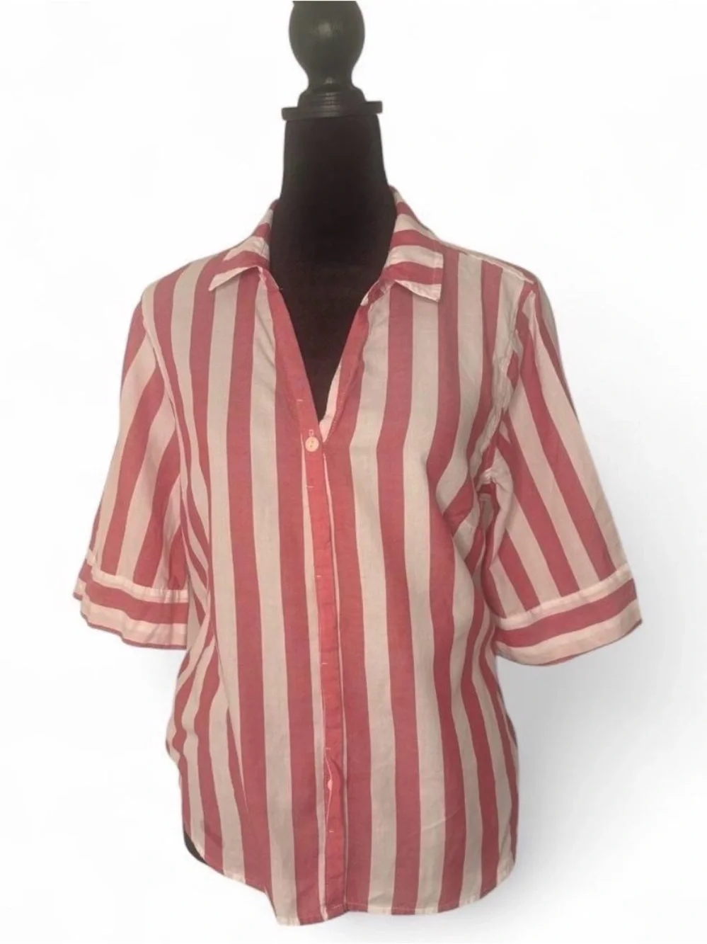 J. Crew Red and White Striped Shirt size SMALL NWOT